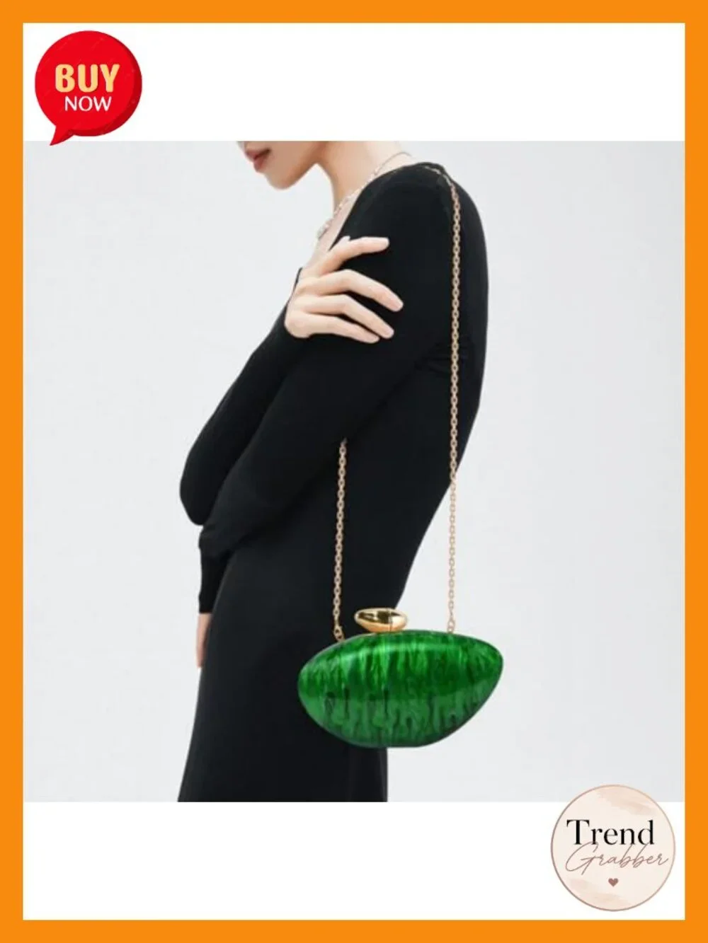 Acrylic Shell Clutch Purse Marble Evening Bag Magnetic Closure